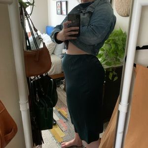 Madewell midi slip skirt in forest green